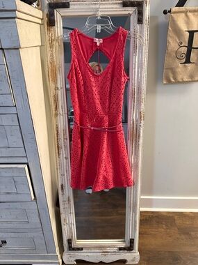 Candie's Pink Laser-Cut Sleeveless Fit & Flare Dress